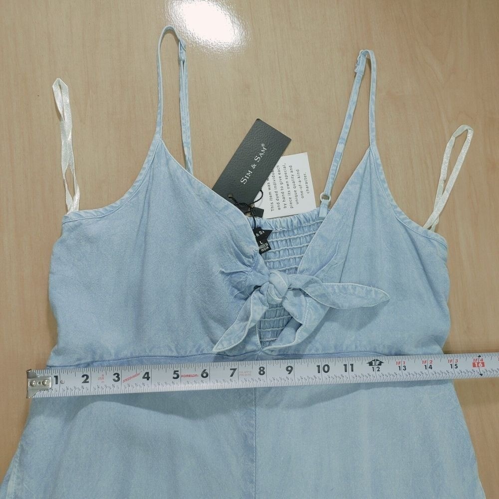 Sim & Sam Women's Jumpsuit Size L‎ Spaghetti Strap Sleeveless Denim Blue - Picture 3 of 10